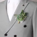 Forest green succulent wedding boutonniere groom lapel flower brooch for men wedding suit decor. - 8x12cm / Style 6