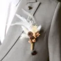 Rustieke geconserveerde bloem boutonnière voor trouwpak bruidegom lapel accessoire - Stijl A