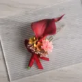 Red Calla Lily Artificial Boutonniere Wedding Groom Corsage Suit Accessory Flower - Red