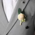 Elegant artificial flower boutonnière for wedding suit groom lapel decoration brooch item. - 8x12cm / Style 11