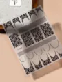 Retro French lace rose nail stickers, black and white minimalist DIY nail art variant style. - YT8618 Black Lace / Black