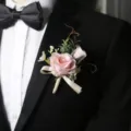 Pink artificial rose boutonniere for wedding groom suit accessory lapel flower decor - Light Pink Corsage