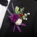 Purple wedding boutonnière groom corsage artificial flower suit jacket decor party pin - Type C (Corsage)