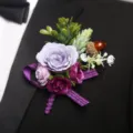 Purple rose boutonniere corsage for wedding groom suit tuxedo party floral decoration accessory - Type D (Corsage)