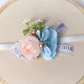Pulsera corsé de muñeca de boda estilo coreano para novia y dama de honor floral - Ramillete de muñeca / Azul Pálido