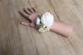 Kunstmatige Roos Pols Corsage Bruidsmeisje Bloem Armband voor Huwelijk Feest Decoratie - Polscorsage / Wit