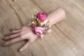 European style artificial rose wrist flower bridesmaid wedding corsage floral wristlet decor - Wrist Corsage / Deep purple