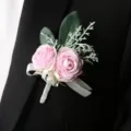 Roze Ranonkel Corsage Bos Stijl Bruiloft Boutonniere Voor Bruidegom Pak Accessoire - Corsage / Lichtroze