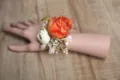 European artificial rose wrist flower for wedding bridal bridesmaid wrist corsage decor. - Wrist Corsage / Orange