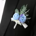 Blauwe Roos Corsage Bruiloft Bruidegom Pak Revers Speld Bloem Accessoire Voor Heren - Corsage / Blauw