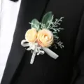 Champagne roos boutonnière bosstijl huwelijk corsage voor bruidegom pak kleding accessoire - Corsage / Champagne