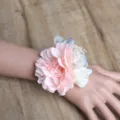 Pink artificial flower wrist corsage for wedding bridesmaid and bride decoration - Style F (Wrist Corsage)