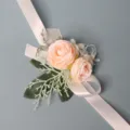 Bosstijl roze roos polsbloem corsage huwelijk bruidsmeisje bruid kledingaccessoire feest - Polscorsage / Licht Oranje