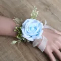 Blue artificial rose wrist flower corsage for wedding prom party elegant floral bracelet decor - Style 2 (Wrist Corsages)