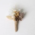 Handcrafted dried flower boutonniere for wedding party, natural preserved pinecone corsage. - Style F
