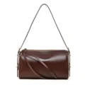 Borsa a tracolla cilindrica in vera pelle marrone scuro, variante elegante e minimal. - 26*12*17cm / Caffè