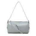 Borsa a tracolla cilindrica minimalista in pelle, elegante borsa a secchiello grigia tinta unita. - 26*12*17cm / Azzurro