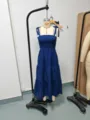Mujer Verano Playa Vacaciones Azul Oscuro Vestido Largo con Tirantes Fruncido Casual - S / Azul marino