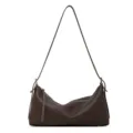 Borsa sottobraccio in pelle marrone scuro, borsa a tracolla baguette minimalista da donna. - Caffè