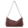 Borsa a spalla in pelle bordeaux, elegante borsa a baguette con tracolla singola per stile quotidiano. - Borgogna