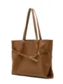 Borsa tote marrone in pelle grande capacità, elegante borsa a spalla casual chic. - Marrone