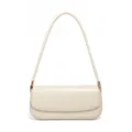 Borsa a spalla minimalista in pelle beige, borsa sottobraccio chic per donna, elegante. - 26x7x13cm / Bianco
