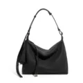 Borsa a spalla nera in vera pelle, shopper hobo minimalista per il lavoro quotidiano e la moda. - Nero
