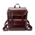 Zaino vintage in pelle marrone scuro da donna, borsa per computer resistente ed elegante. - Caffè