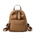 Zaino da donna in vera pelle marrone, elegante zainetto casual con tasca frontale con zip. - Marrone