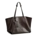 Borsa shopper in pelle marrone scuro da donna, grande capacità, elegante borsa a spalla. - Cioccolato
