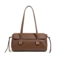 Borsa a spalla in pelle marrone da donna, elegante borsa a baguette sotto ascella con manici. - Taglia L / Marrone