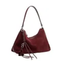 Borsa a tracolla in camoscio bordeaux borsa hobo retrò design classico con nappe donna - 32*11*20 / Rosso Vino