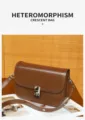 Vintage brown leather shoulder bag detail, stylish crescent crossbody bag with metal lock. - 23*7*16cm / Brown