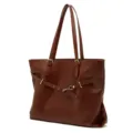 Borsa shopper in pelle marrone da donna, grande capacità borsa a spalla casual con fibbia. - Caffè