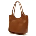Borsa a mano in pelle marrone, grande borsa a tracolla elegante e pratica per donna. - Marrone