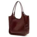 Borsa shopper da donna in vera pelle bordeaux, grande borsa a spalla per lavoro e tempo libero. - Viola Vino