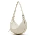 Genuine leather croissant shoulder bag, stylish dumpling bag for women's daily commuting. - Pearl White