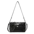 Borsa a tracolla in pelle verniciata nera elegante borsa crossbody con chiusura in metallo - Nero