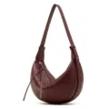 Borsa a tracolla in pelle bovina monocolore mezzaluna borsa dumpling donna pratica - Borgogna