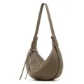 Borsa hobo croissant in vera pelle da donna, elegante borsa a spalla, stile casual chic. - Grigio