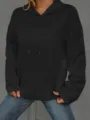 Sudadera negra de manga larga para mujer con patrón de letras en relieve, jersey casual. - S / Tops / Negro