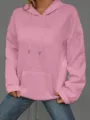 Sudadera rosa con capucha para mujer, jersey informal de manga larga con bolsillo y diseño en relieve. - S / Tops / Rosa