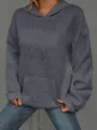 Sudadera con capucha gris de manga larga para mujer con letras en relieve y bolsillo. - S / Tops / Gris oscuro
