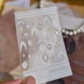 Embossed retro lace baroque nail stickers French heart gemstone nail art decorations - Embossed Gold Foil(to5791)