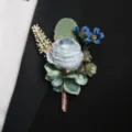 Elegante blauwe roos kunstbloem huwelijk boutonniere voor de bruidegom pak revers - Corsage / Blauw