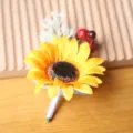 Artificial sunflower boutonniere wedding party dress flower brooch decor item - Style D