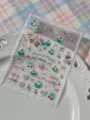 Summer fresh cherry pudding bow nail stickers lace border decorative decals for manicure - Iridescent (YT8542Te)