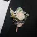 Wedding Rose Boutonnière Groom Suit Corsage Artificial Flower Variant Pinkish Grey - Corsage / Apricot Gray