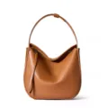 Borsa a spalla in morbida pelle marrone shopper minimalista stile casual da donna - Marrone