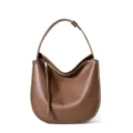 Borsa spalla minimalista in pelle morbida marrone, tracolla hobo casual per utilizzo quotidiano. - Caffè
